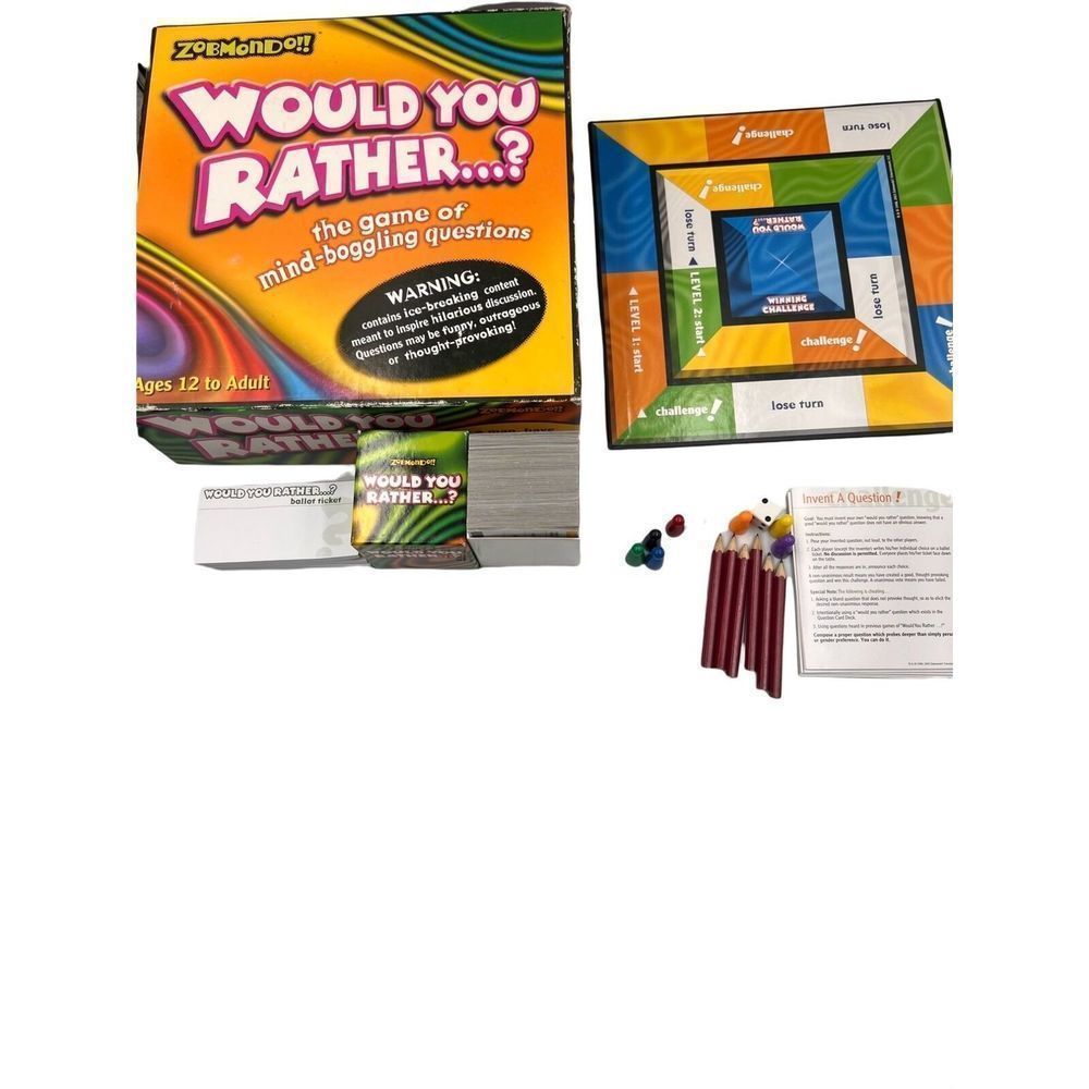 Would You Rather Board Game Zobmondo Party Family Game 100% Complete 2003